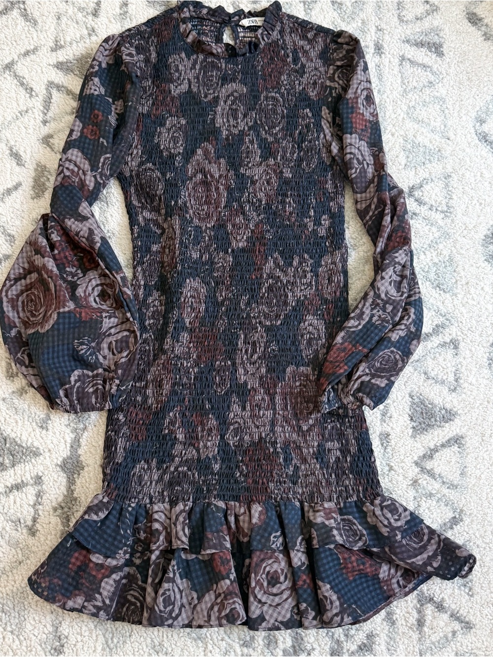 Zara Floral Navy Dress